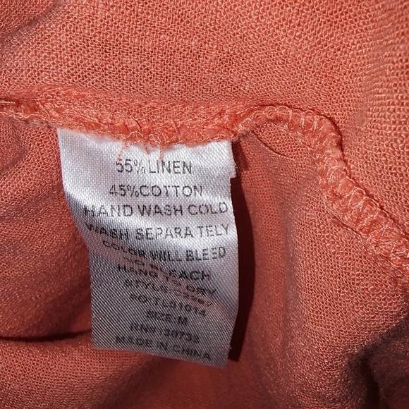 Umgee Tunic Dress Medium Coral Ruffle Short Sleeve Frayed Hem Boho Festival - Picture 5 of 5